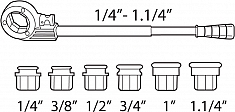 Диапазон применения клуппа трубного ручного Super-Ego 600 Set Compact 1/2"-3/4"-1" BSPT R