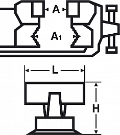 Размеры тисков слесарных настольных с наковальней Virax 150 мм
