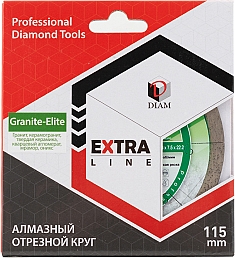 Упаковка алмазного отрезного круга Diam Extra Line 1A1R Корона Granite-Elite 115 мм